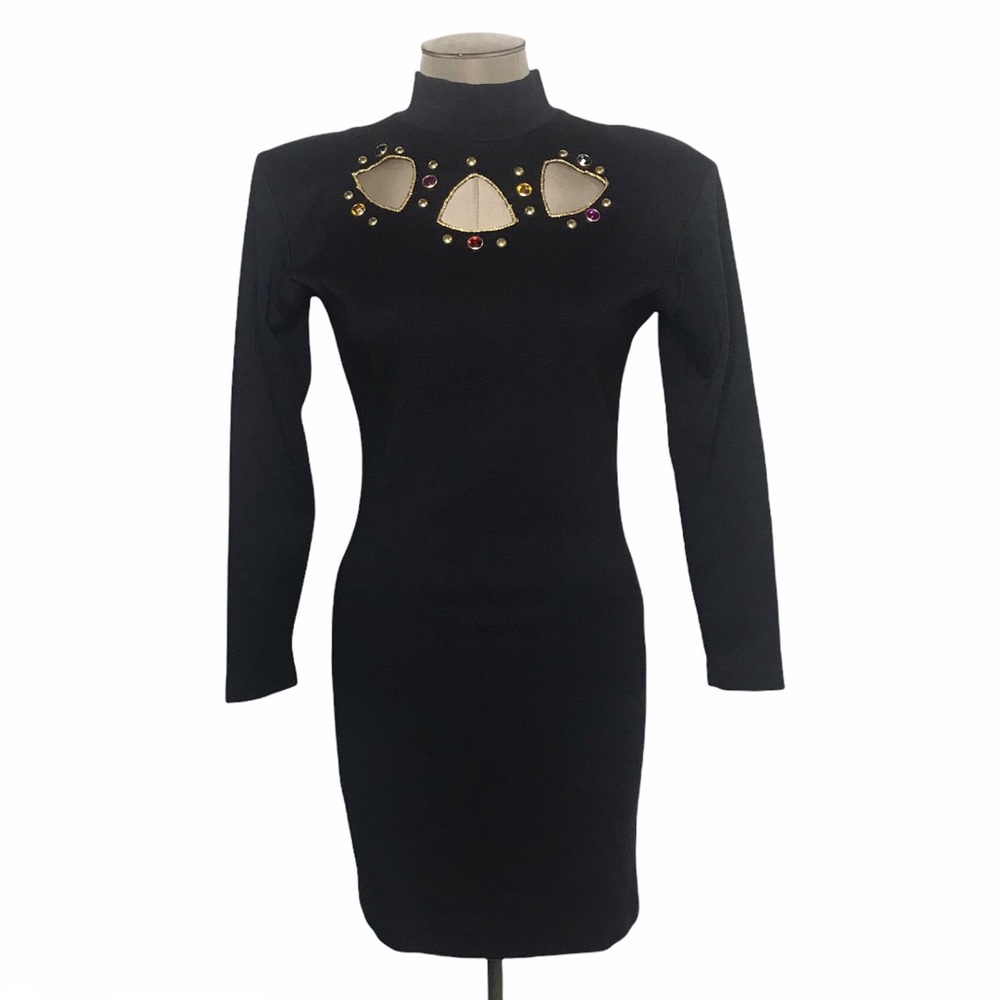 Vintage 90’s RAVE Little Black Cutout Dress Size Large